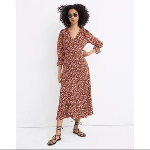Madewell Crossover Red‎ Floral Midi Clipdot Spring Prairie Dress
